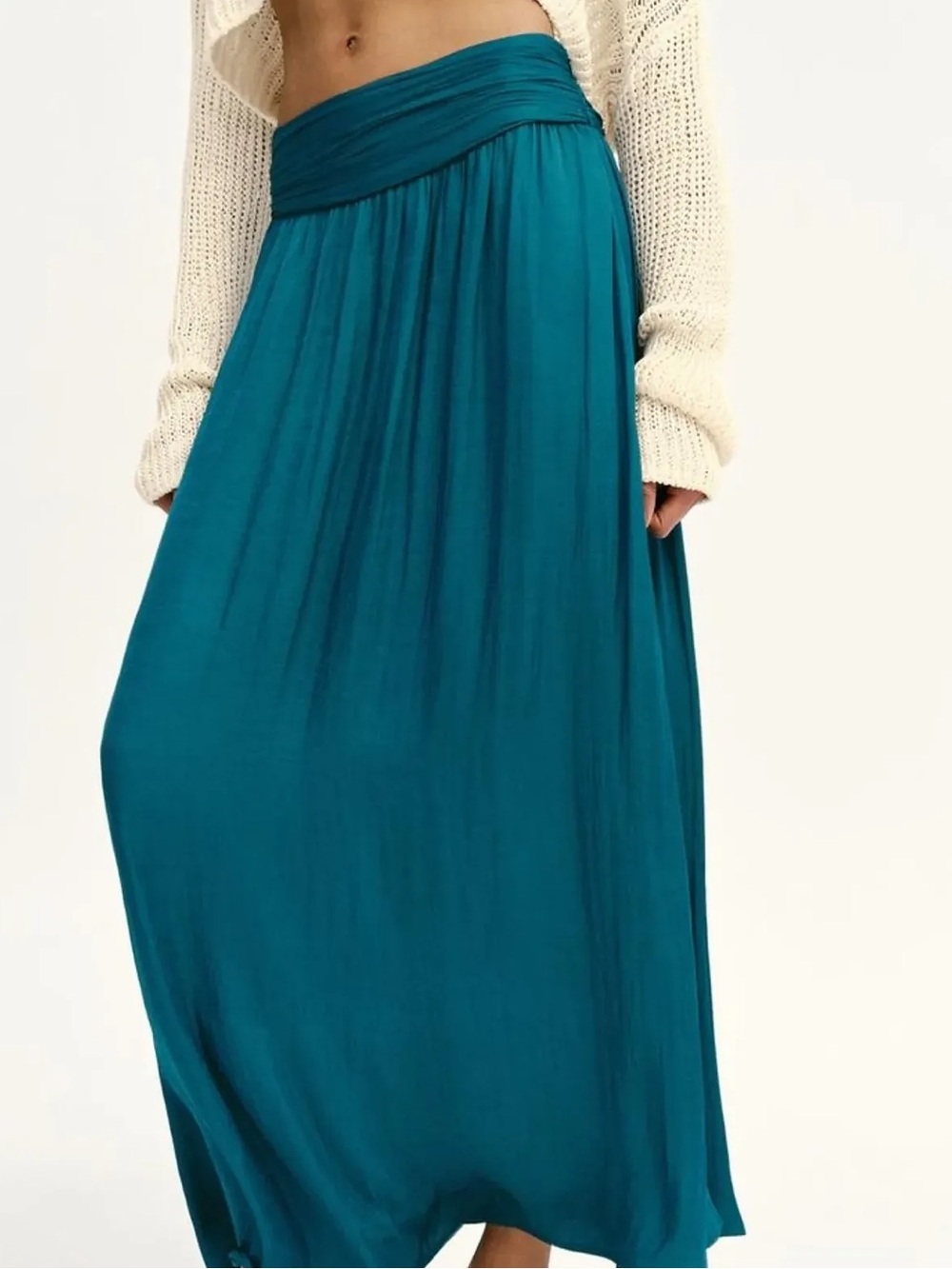 NWT Zara Blue Satin Maxi Skirt